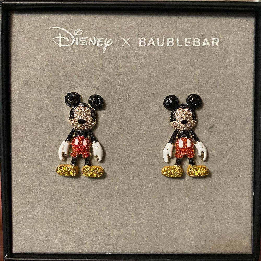 Nwt bling Baublebar Mickey earrings